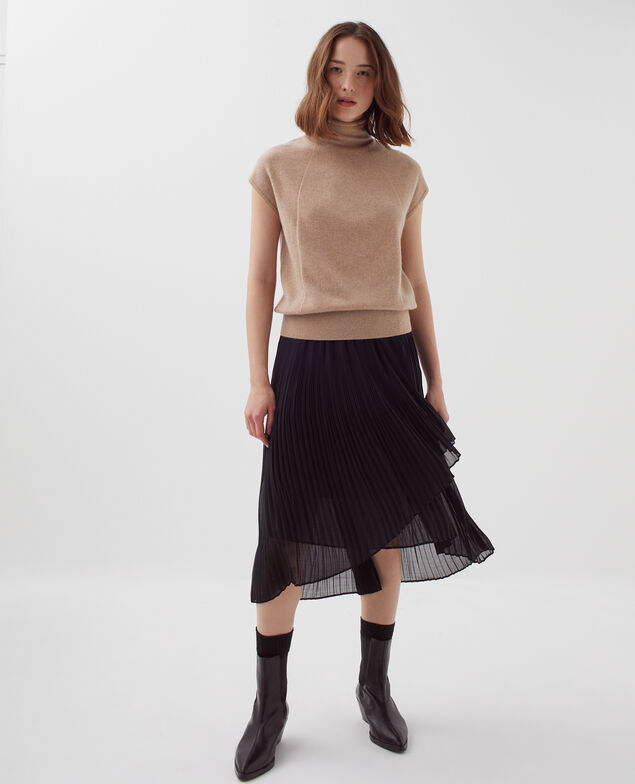 Falda midi plisada fluida H091 black beauty
