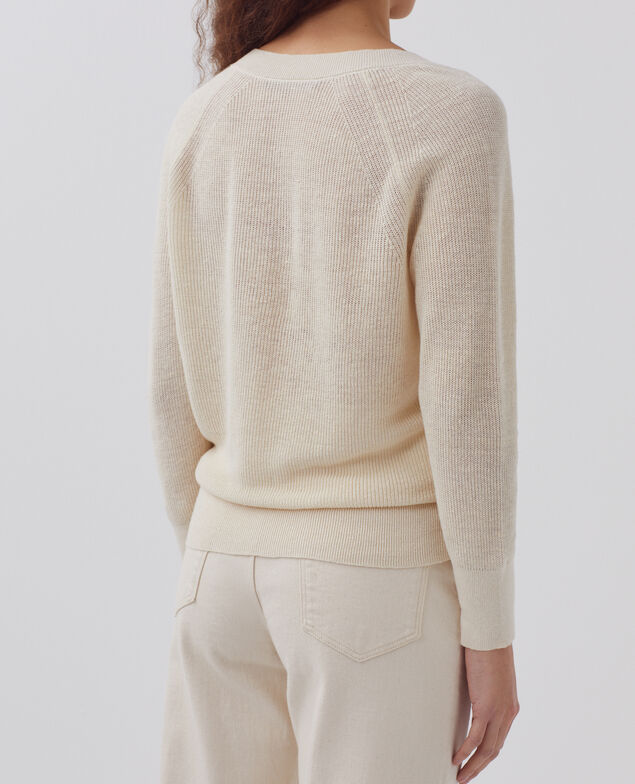 Jersey de lino con cuello de pico H303 white swan