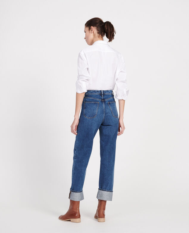 Jeans talle alto y corte recto Denim medium wash