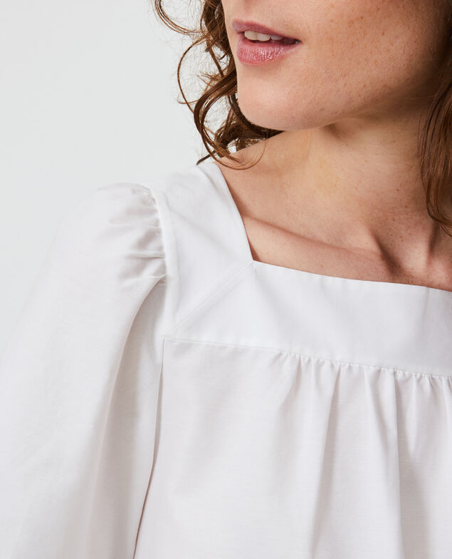 Top de seda y algodón Brilliant white