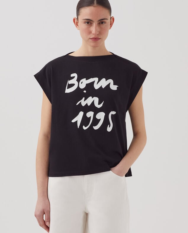 Camiseta corte caja de algodón J094 black base 95