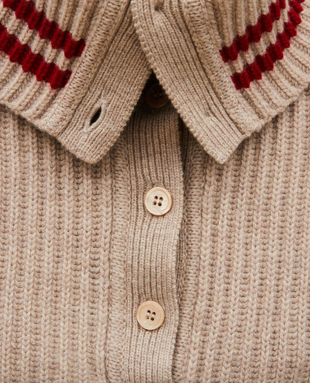 Jersey ancho cuello alto con cremallera de lana Latte