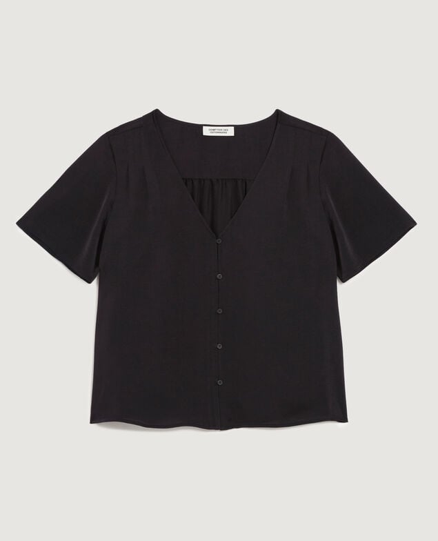 Blusa fluida con cuello de pico H091 black beauty