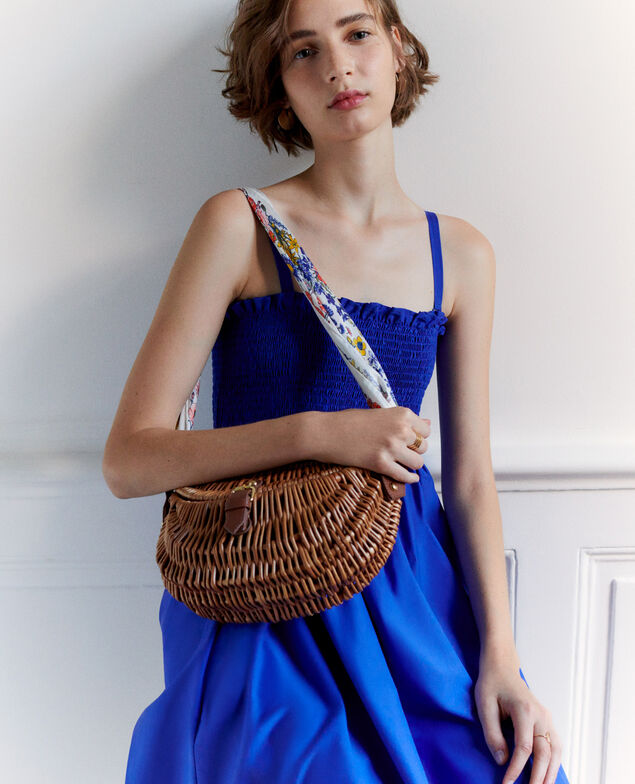 Vestido largo de algodón y seda Royal blue