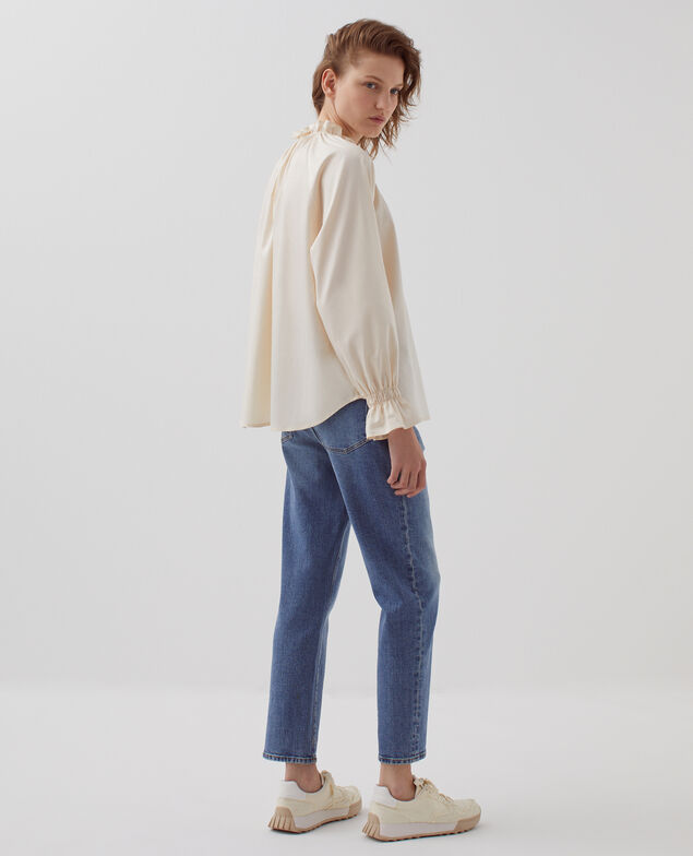Camisa con cuello de volantes I300 pearled ivory