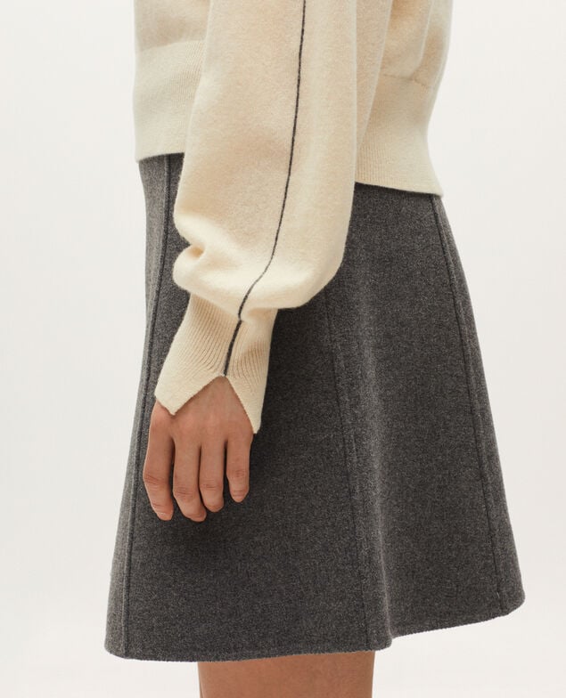 Jersey con cuello redondo de cachemir K011 ecru st gray