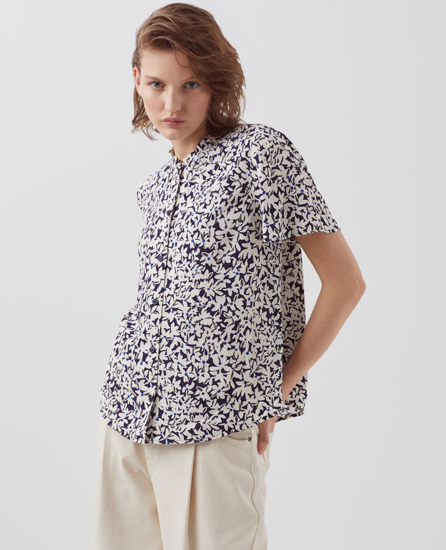 Blusa fluida de manga corta H000 petal blue