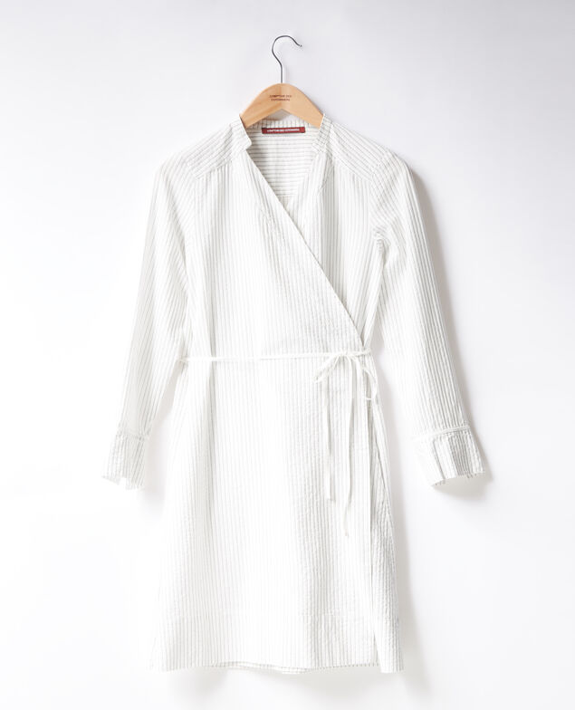 Vestido de rayas con escote cruzado Off white/navy stripes