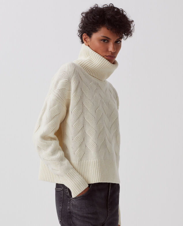 Jersey con cuello vuelto de lana I010 glass green beige