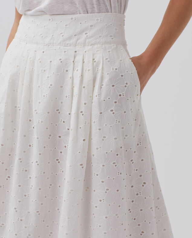 Falda larga con bordado inglés H003 white