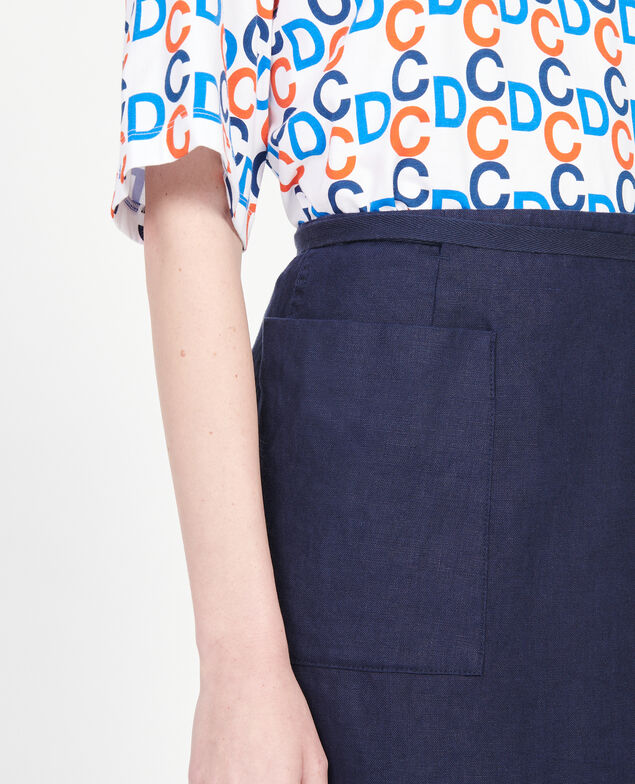 Falda cruzada de lino Maritime blue