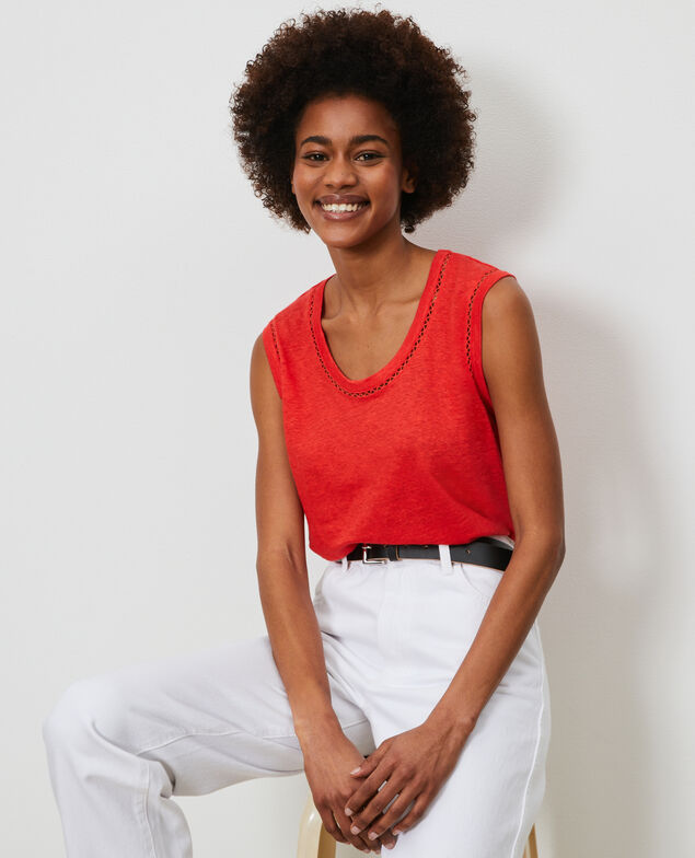 Camiseta de lino con tirantes Fiery red