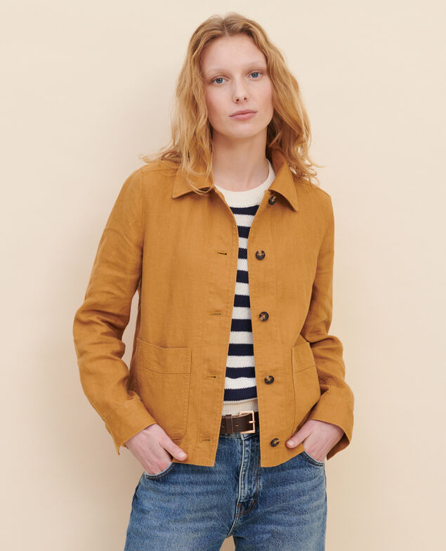 Chaqueta de trabajo de lino Panama 36 brown