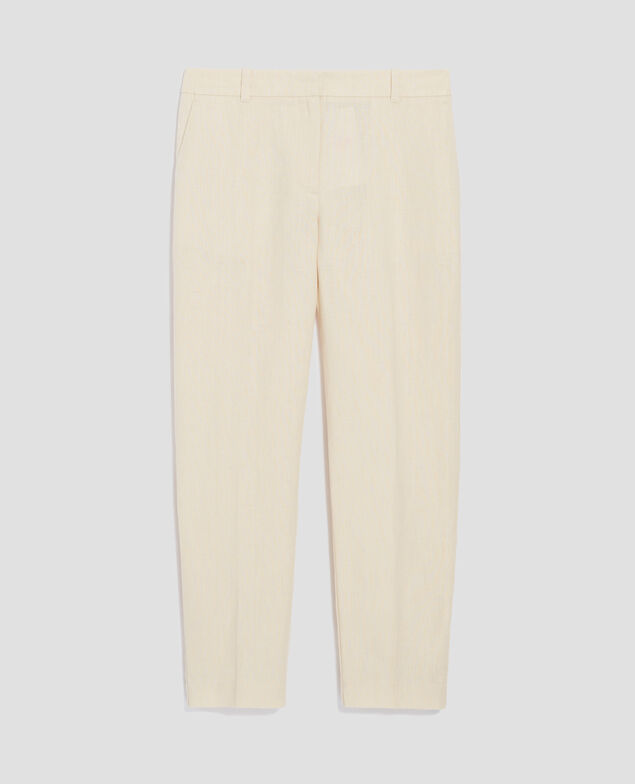 MARGUERITE - Pantalón cigarette de lino H303 white swan