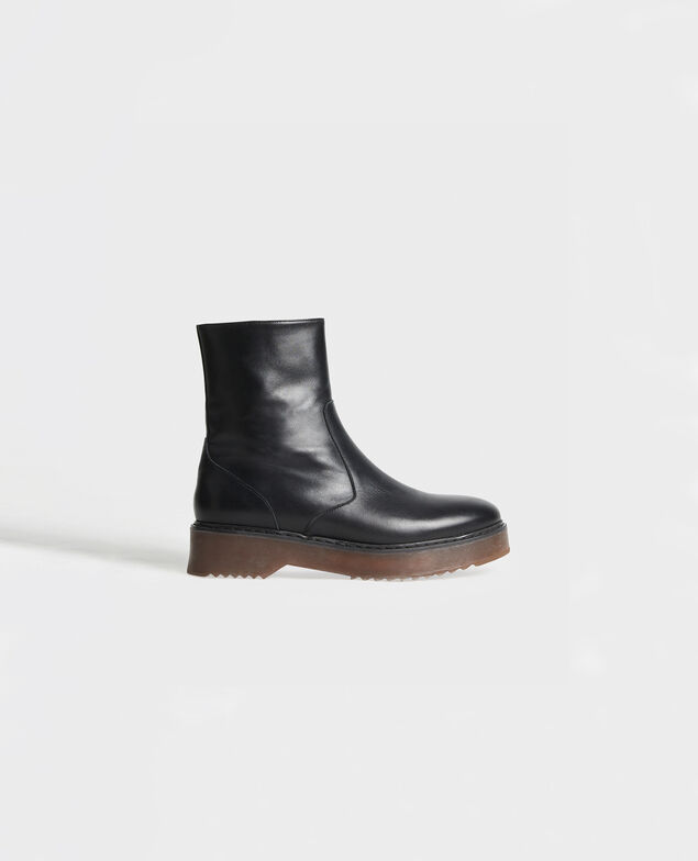 Botines de cuero con plataforma Black beauty