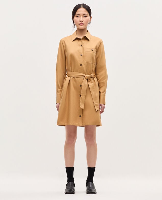 Vestido camisero corto estilo workwear K320 prairie sand