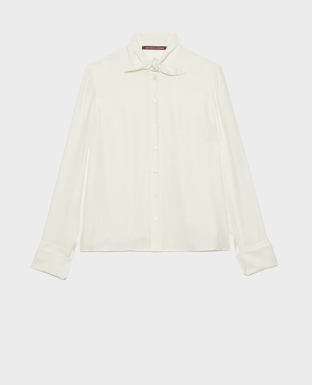  Blusa de seda con manga larga y cuello para atar Gardenia