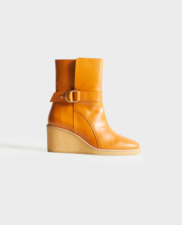 Botines de cuero con plataforma 4249 camel