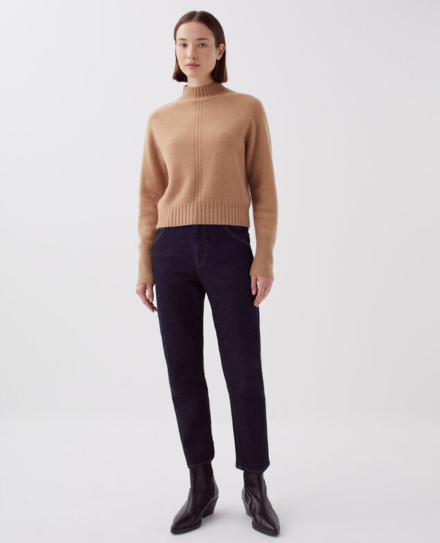 Jersey de cachemir con cuello alto I321 camel