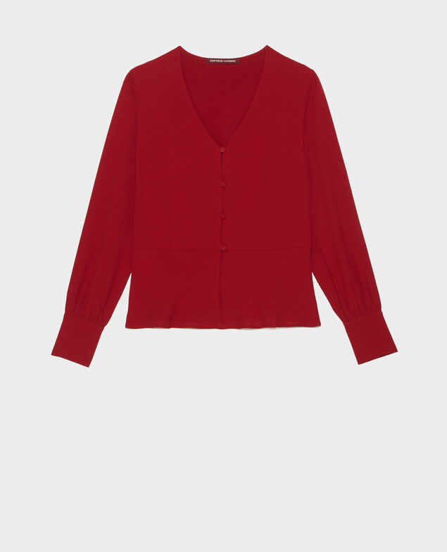 Blusa entallada con cuello de pico  Royale red