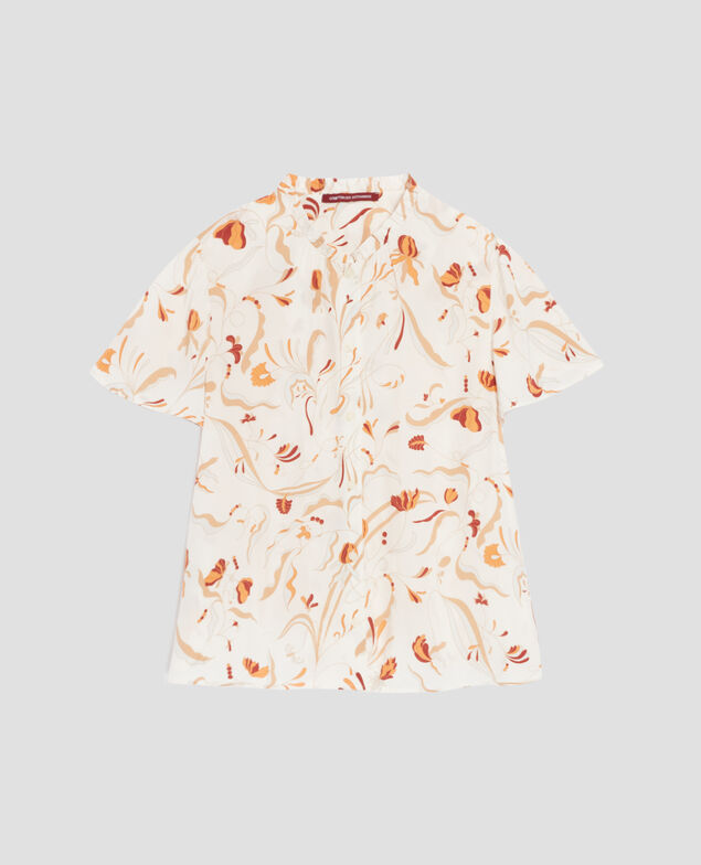 Blusa fluida de manga corta H302 delicate fl natural