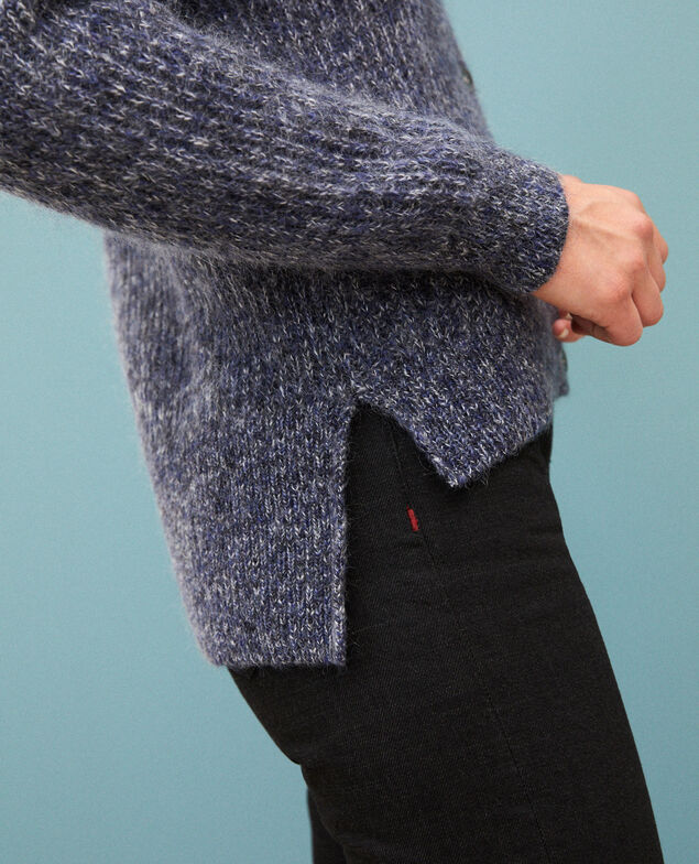 Cárdigan jaspeado de mohair Medieval blue/noir/off white