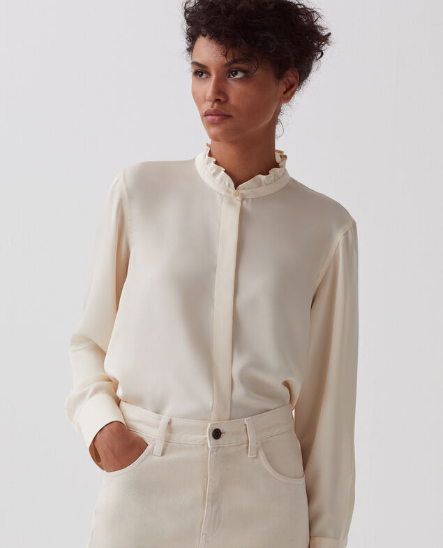 Camisa fluida con volantes U300 natural