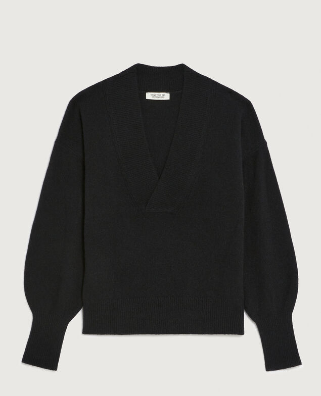 Jersey con cuello de pico de cachemir H091 black beauty