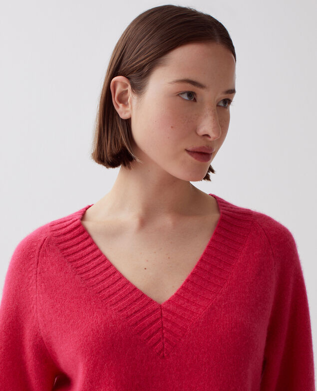 Jersey con cuello de pico de cachemir I120 virtual pink