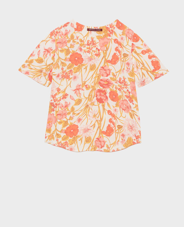 Top con cuello de pico y estampado floral Ete gardenia b