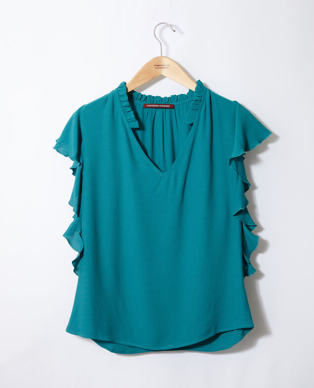 Blusa con volantes Pacific green