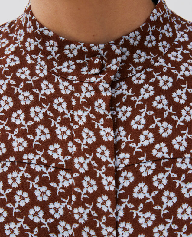  Blusa con manga larga y estampado floral Print fleurettes tortoise shell