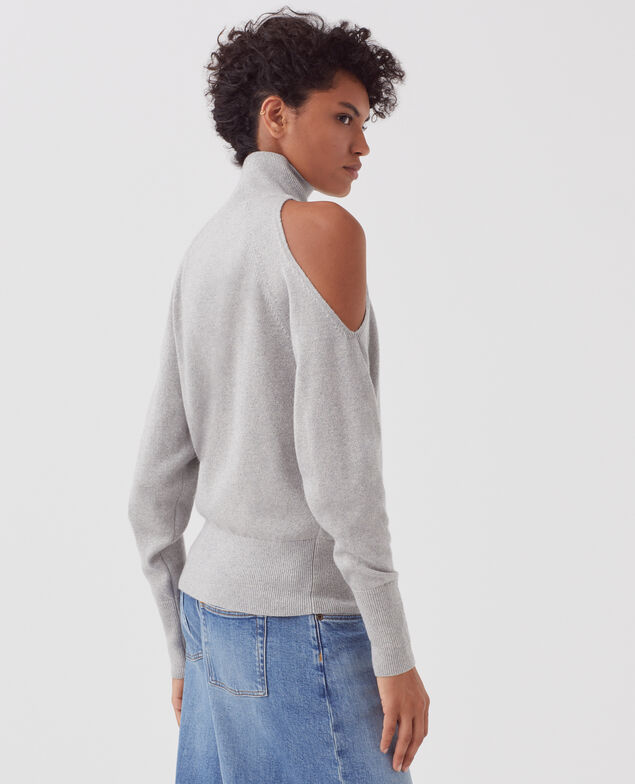 Jersey con hombros descubiertos I025 ashen gray lurex