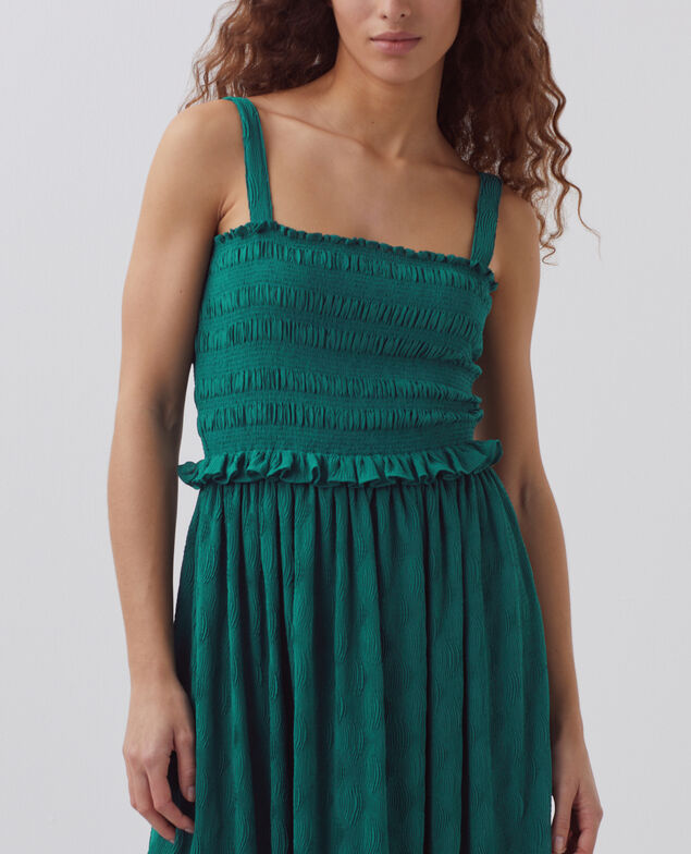 Vestido largo fluido con fruncidos H644 spruced-up blue
