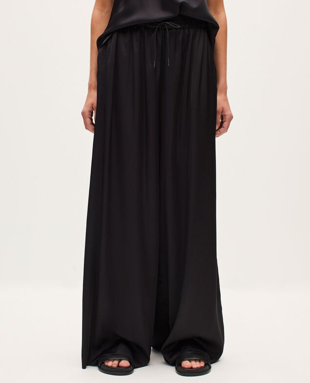 Pantalón ancho fluido satinado H091 black beauty