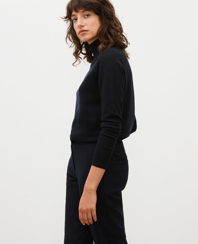 Jersey de lana merino con cuello subido Black beauty