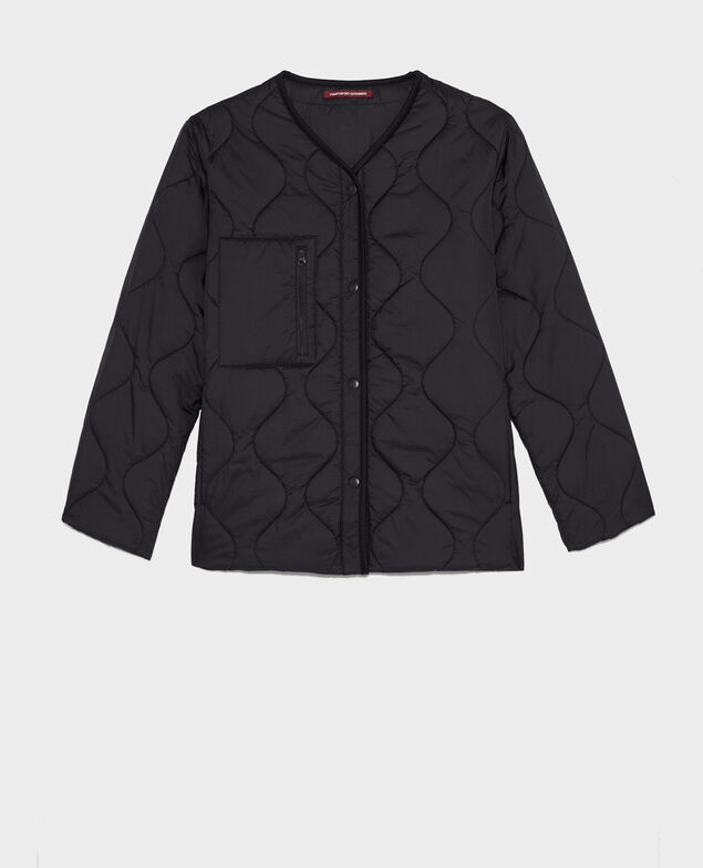 Chaqueta plumas amplia con cuello de pico  Black beauty