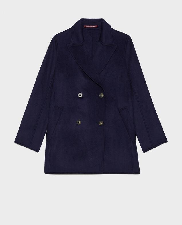 Abrigo tipo chaquetón de lana doble cara Maritime blue