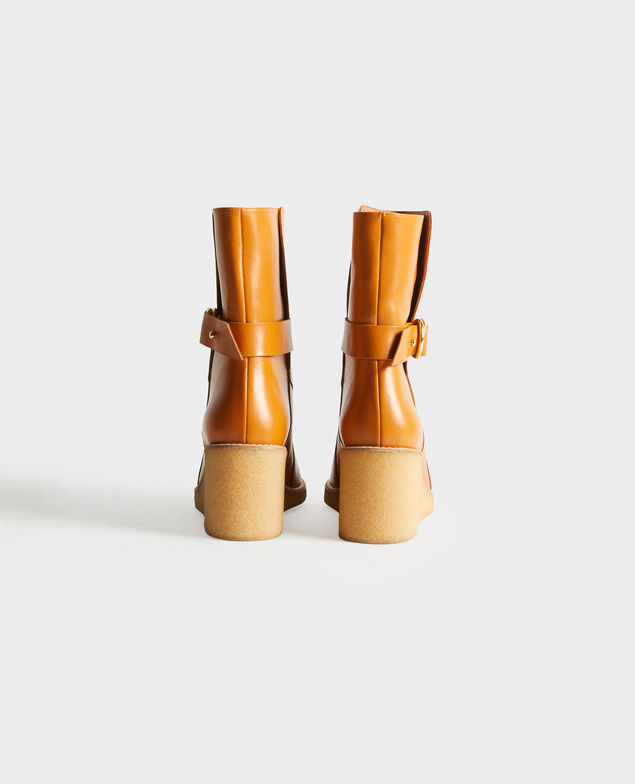 Botines de cuero con plataforma 4249 camel