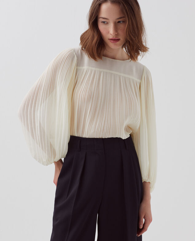 Blusa fluida plisada I012 papyrus creme