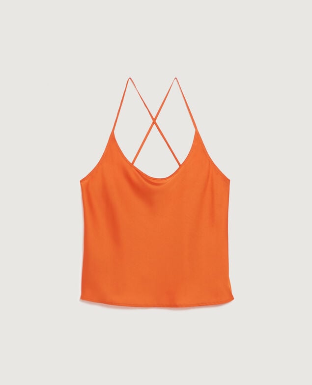 Top satinado con tirantes finos K240 apricot orange