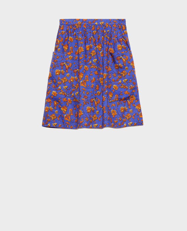 Falda corta de lino Indie-big-blue