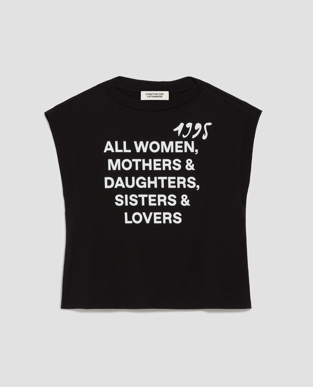 Camiseta corte caja de algodón J095 black base words