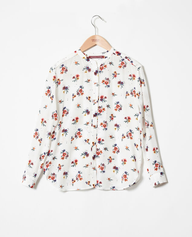 Blusa de cuello mao Bouquet coconut milk