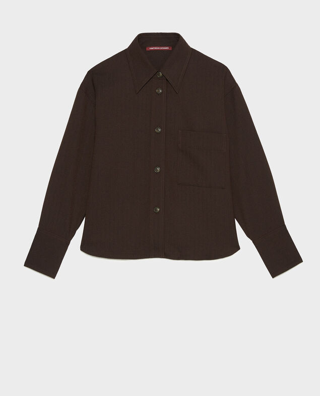 Sobrecamisa corta de lana con espigas  Coffee bean