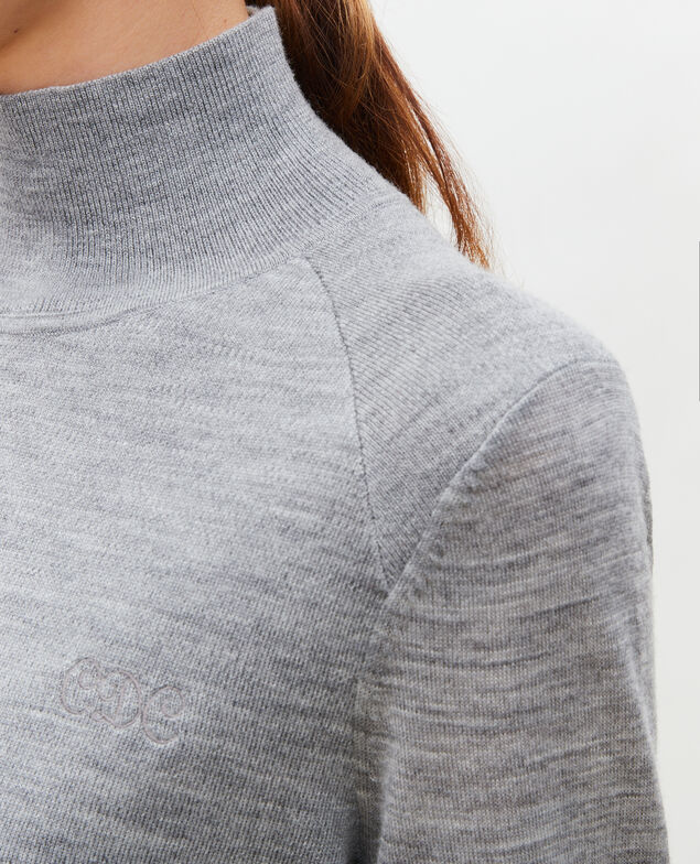 Jersey de lana merino con cuello subido Light grey melange