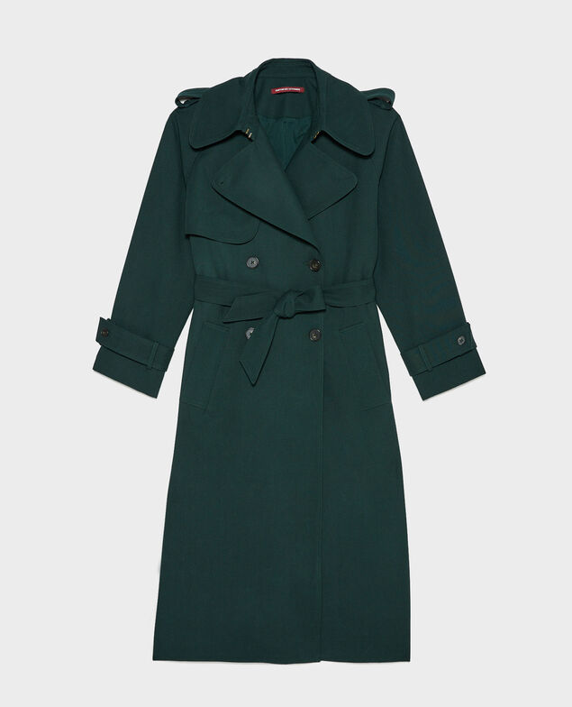  Trench largo fluido de lana Scarab