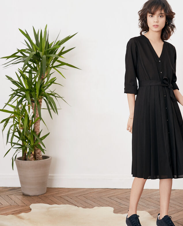 Vestido con plisado Noir