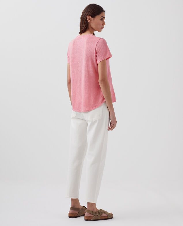 AMANDINE - Camiseta con cuello redondo de lino H110 lantana