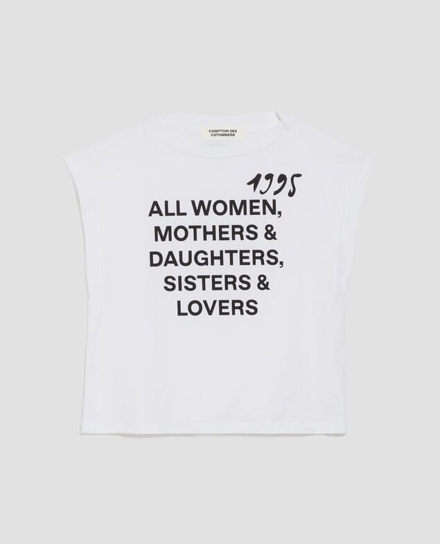 Camiseta corte caja de algodón J001 white base words